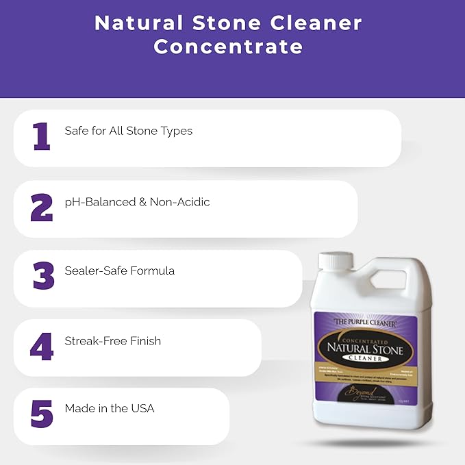 Beyond Stone Solutions Stone Cleaner – pH-Balanced, Sealer-Safe Cleaner for Travertine, Marble, Limestone, Slate & More – Non-Toxic, Streak-Free Formula – 1 Gallon - Made in USA