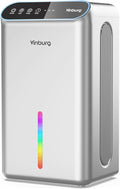 Dehumidifiers for Home (85 OZ Water Tank, 800 sq.ft) Quiet Small Dehumidifier for Basement Bedroom Bathroom with Drain Hose, 3 Gear Timer, Sleep Mode, Auto Shut Off, 7 Color Ambient Light