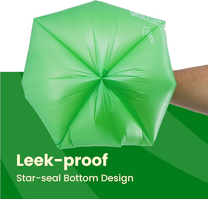 TERRACOR 3 Gallon Compostable Trash Bags, 100 Bags Compost Bags for Countertop Bin, BPI Certified and Meet The ASTM D6400 Standard