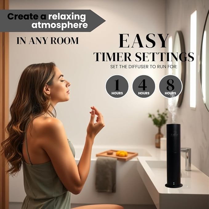 Aroma Scent Diffuser Starter Kit for Up to 1000SQ. FT. Coverage - 120ML Waterless Essential Aroma Scent Oil Included - Luxury Aroma Diffuser Ideal for Home, Office & Hotel (Silver, Mirage)