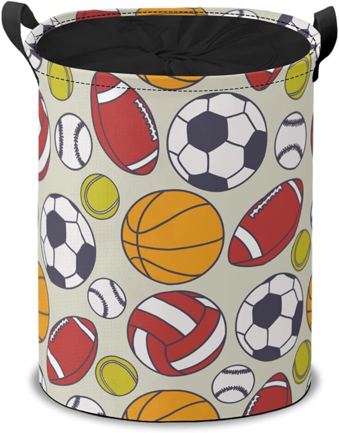 Storage Baskets- Football Pattern Foldable Laundry Hamper Fabric Organizer Storage Bins with Handles for Shelves, Closet, Nursery, Laundry, Toys