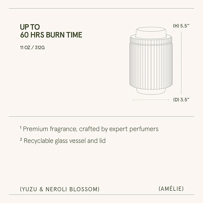 LA JOLIE MUSE Yuzu & Neroli Blossom Candles, Scented Candle Gifts for Women&Men, Natural Soy Candles, Long Burning Luxury Jar Candle, 11oz