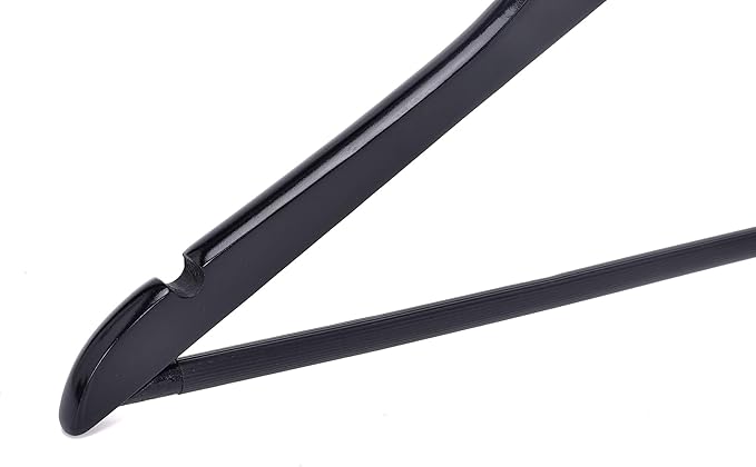 Quality Black Wooden Hanging Set - Curved Hangers with Stylish Chrome Hooks (Heavy-Duty, 10-Pack)