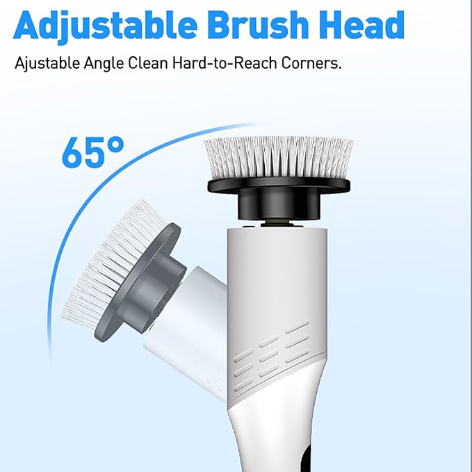 CVRUAY Electric Spin Scrubber, Cordless Shower Cleaning Scrubber with 9 Brush Heads, 2 Speed with Adjustable Extension Handle, Waterproof Bathroom Scrubber with LCD Display for Bathtub Kitchen Wall