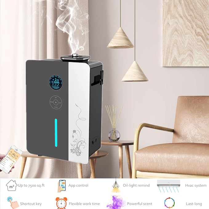 USA Ship - HVAC Waterless Oil Diffuser for 7,500 Sq. Ft Spaces- Smart App Scent Air Machine - Whole House & Commercial Essential Oil Diffusers | Cold Air Aromatherapy Diffuser for Home,Office,Hotel