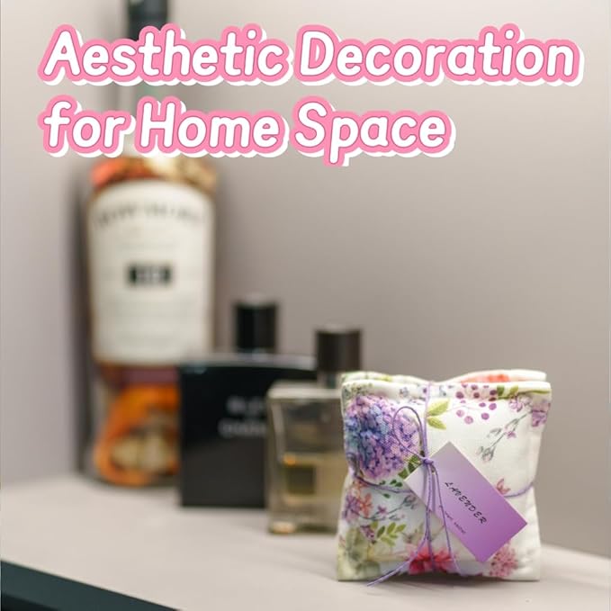 AUCUDA Spring 4pcs Lavender Scented Sachet Bags for Drawers and Closets Decorations, Potpourri Packets for Women Clothes Storage, Spring Wedding Fragrance Pillow for Bedroom Indoor, Air Fresheners.
