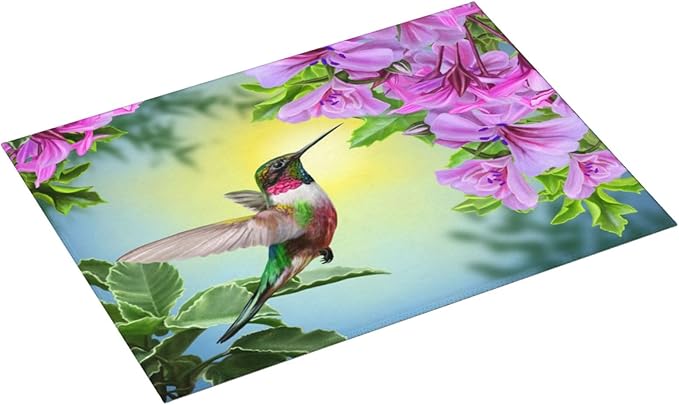 Floral Hummingbird Dish Drying Mats for Kitchen Counter Large Drying Mat for Dishes Microfiber Dish Rack Mat Kitchen Decor Spring Flower Drainer Pad Ultra Absorbent Dry Mat 18×24 Inch