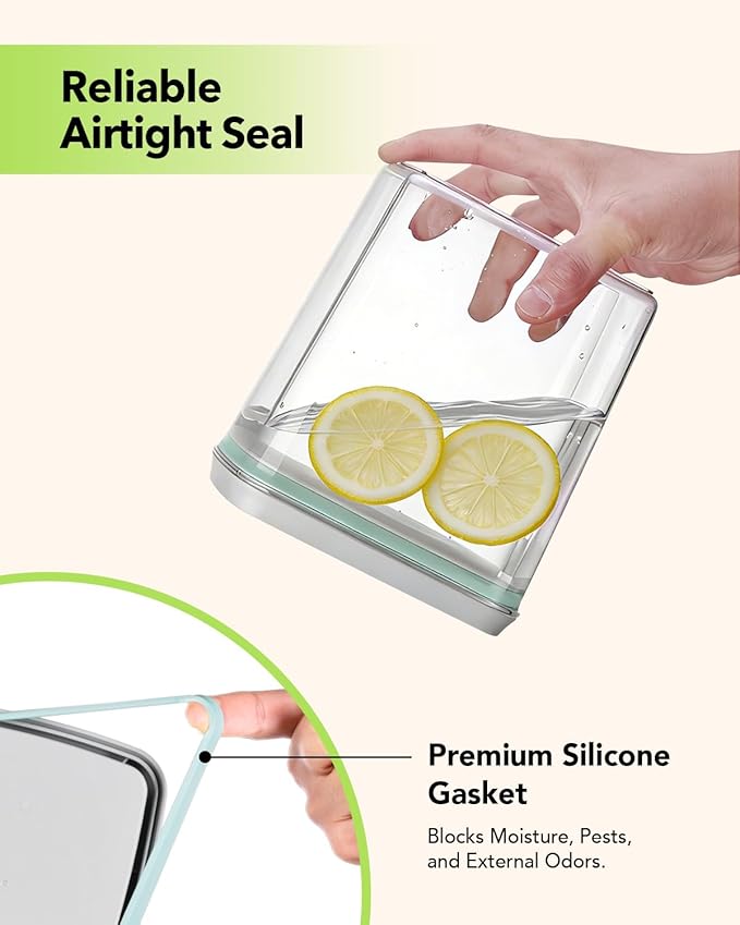 EQI Airtight Food Storage Containers Set with One-Touch Lid, 2-Pack (4.22 QT / 4.0 L) Tall Stackable Durable PET for Bulk Rice, Flour & Baking Essentials Organizer.