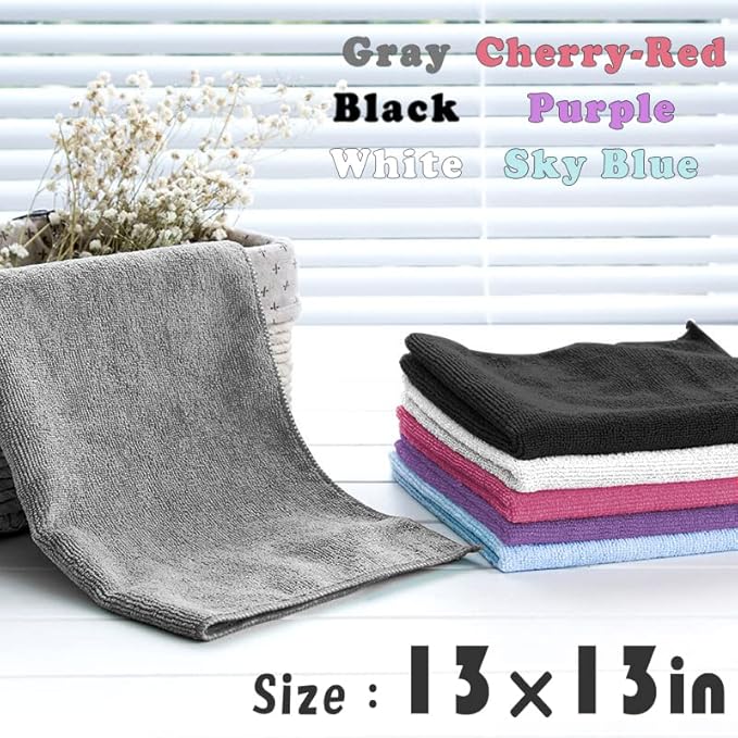 WEAWE Microfiber Cleaning Cloth-24Pcs (13x13 inch) Ultra Soft Highly Absorbent Rags for Housekeeping-Machine Wash (White)