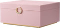pickpiff 2 Layer Jewelry Box Organizer for Women, Jewelry Organizer with Handle & Removable Tray, Necklace Holder Ring Earring Storage, Velvet Lined Jewelry Case for Home or Travel, Gift Ready, Pink