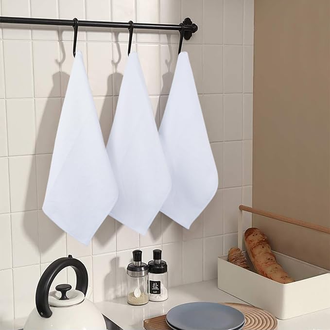 SINLAND Microfiber Cleaning Cloth Dish Cloth Kitchen No Streak Absorbent Dish Rags Lens Cloths 12Inchx12Inch 12 Pack White