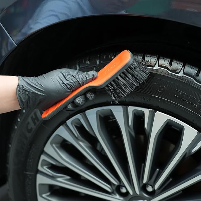 SPTA Tire Brush, Carpet Cleaning Brush, 2Pcs Wheel Brush, Carpet Cleaning Brush,Stiff Synthetic Bristles, Ergonomic Design Handle, Scrub Brush for Floor Mats,Car Wheel Hub Cleaning,Car Interior, Home