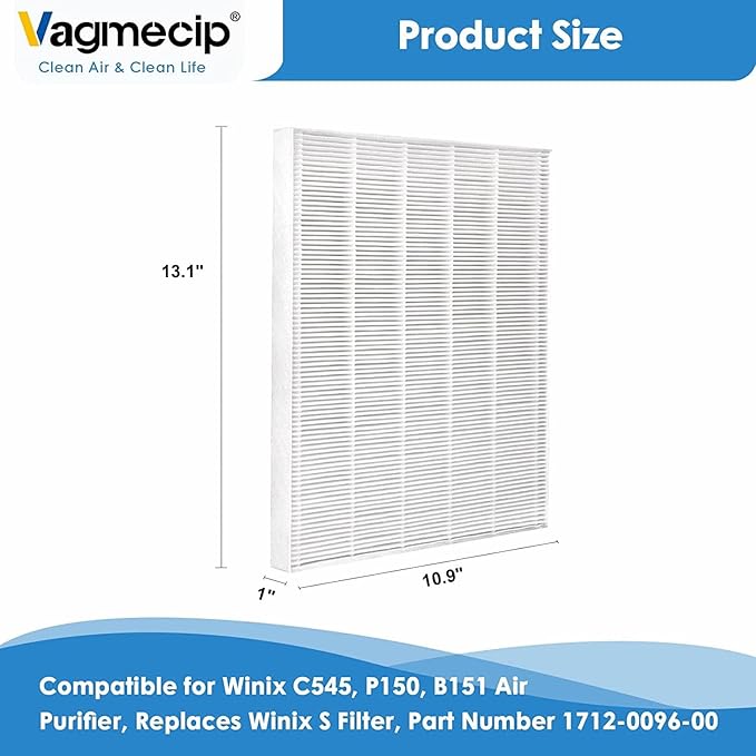 3 Pack C545 Replacement Filter S Compatible with Winix C545 Air Purifier, For Winix C545, B151, P150, 9300,Ture HPEA Filter S Only, Part number 1712-0096-00 and 2522-0058-00