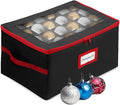 HOLDN’ STORAGE Christmas Ornament Storage Box with Dividers - Fits 72-3” Ornaments, 3 Removable Trays, Durable & Space-Saving, Clear Top Lid, Convenient Storage Designed, Black