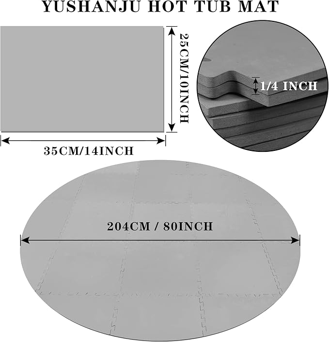 Hot Tub Mat Floor Protector 80 Inch Diameter Foam Ground Sheet Non Slip Pool Floor Mat for Outdoor Hot Tubs Baby Crawling Balcony Shower Inflatable Hot Tub Patio Tiles Bathroom Flooring