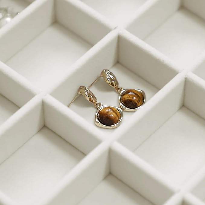 Wudygirl Jewelry Organizer Stackable Jewelry Tray for Drawer Velvet Earring Holder Organizer with Lid Dust-proof Earring Case Ring Storage for Women Drawer Inserts 30 Grid (Beige)