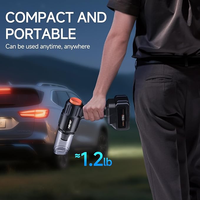 MBNGF Car Vacuum Portable Cordless,35000PA High Power Suction & Blower, Handheld Vacuum Covers Cleaner for Car, Home, Desktop, Keyboard(Fog Black)