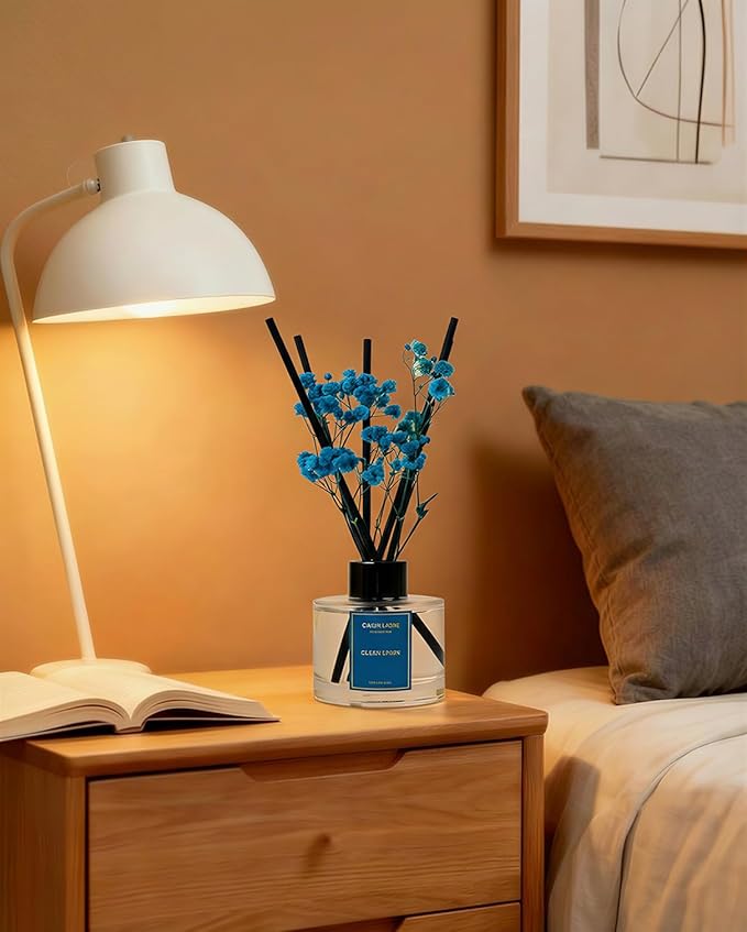 Reed Diffuser Set-Clean Linen Scent Fragrance Oil Diffuser with 6 Reed Sticks | Home & Bedroom Bathroom Decor,3.38 fl oz (100ml) (Clean Linen)