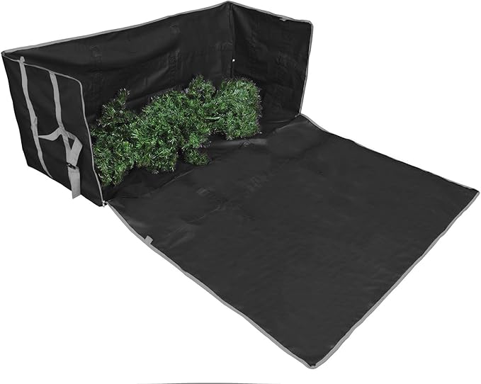 ProPik Rolling Christmas Tree Storage Bag, Fits Up to 9 Foot Tall Disassembled Trees, 25" X 25" X 60", Extra Large Heavy Duty Xmas Container with Wheels, Handles and Straps (Black)