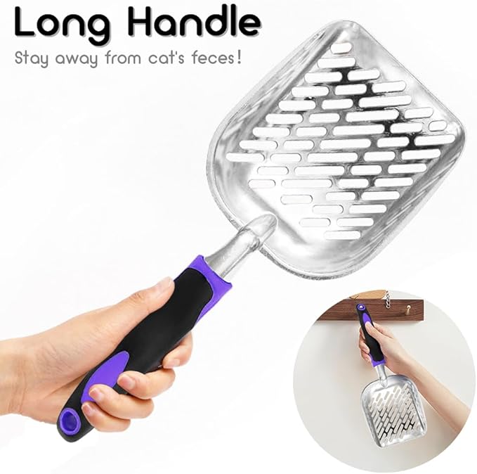 Apidgrowth Cat Litter Scoop -Metal Cat Litter Scoop-Upgrade Sturdy Mesh Scooper - Mesh Shovel-Easy to Clean - Suitable for Cat Litter Box -Purple-More