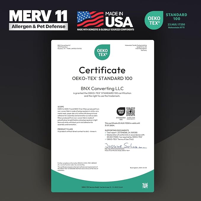 BNX TruFilter 10x10x1 Air Filter MERV 11 (4-Pack) - MADE IN USA - Allergen Defense Electrostatic Pleated Air Conditioner HVAC AC Furnace Filters for Allergies, Dust, Pet, Smoke, Allergy MPR 1200 FPR 7