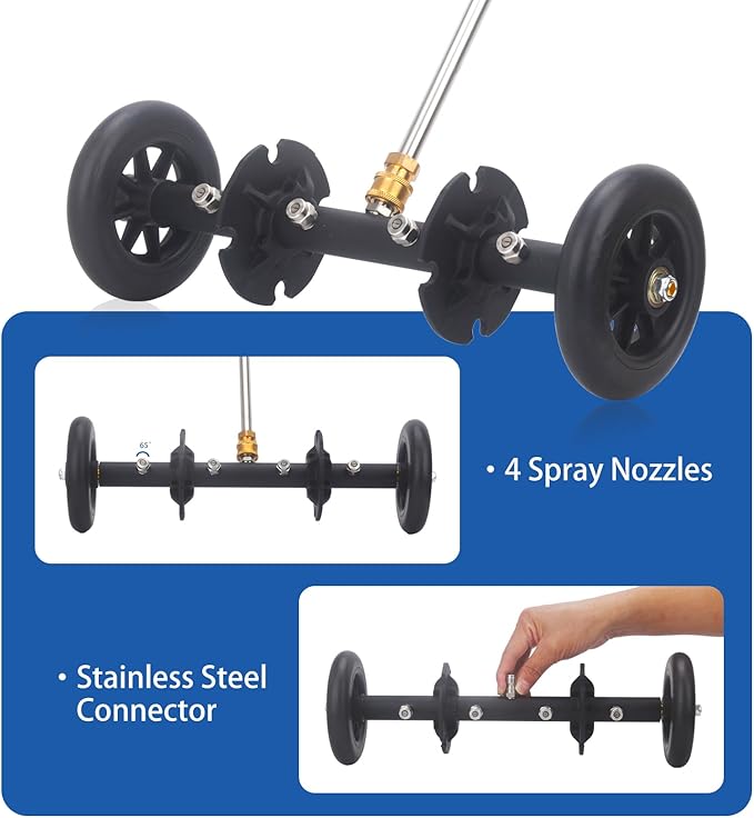 DUSICHIN Pressure Washer Undercarriage Cleaner Extension Wand Attachment, 15 Inches Undercarriage Washer, Pressure Washer Under Car Cleaner with 4 Extension Wands Garden Hose Adapter DUS3201