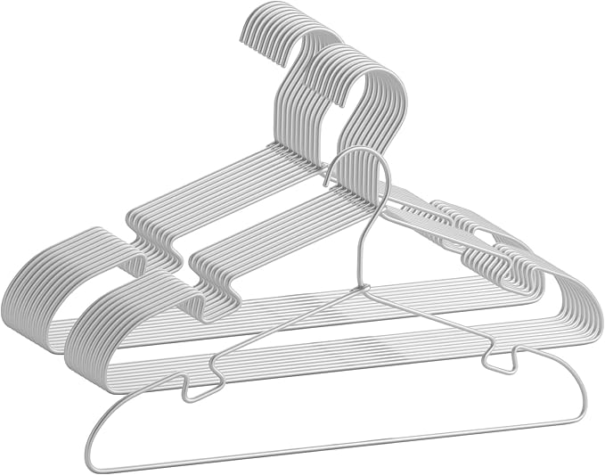 VWV 20-Pack Silver Aluminum Hangers, 16.5-inch Smooth and Durable Metal Shirt Hangers, Lightweight and Sturdy Metal Hangers, Suit Hangers, Dress Hangers, Wedding Gown Hangers.