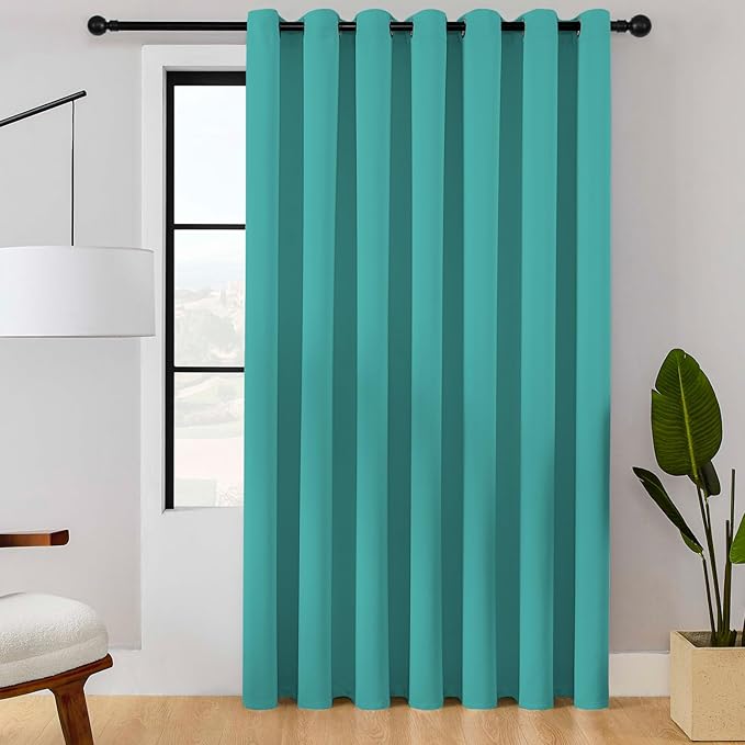 ChrisDowa Room Divider Curtain 108 Inches Long, Wide Blackout Sliding Door Curtain for Bedroom, Room Darkening Privacy Window Curtain for Patio Door (1 Panel Set, Teal, 100 x 108 Inch)