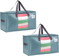 VENO 2 Pack Moving Bags, Christmas Storage Bins, Moving Boxes Alternative, Comforter and Blanket Storage Bags, College Dorm Packing Supplies, Foldable Heavy-Duty Tote (Shiny Light Blue, 2 Pack)