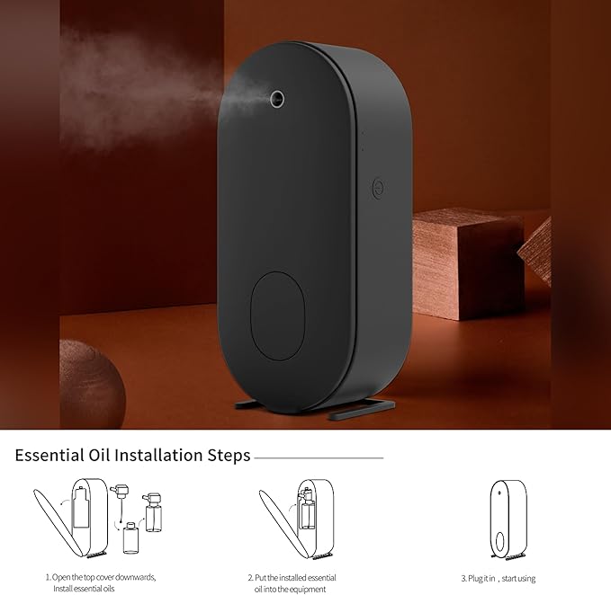 Essential Oil Diffuser, Waterless Aromatherapy Diffusers, Plug in Nano Atomization Scent Air Machine with Timer and Auto-Off Switch for Home, Office, Hotel Collection(Black, 200ml, iOS Version)