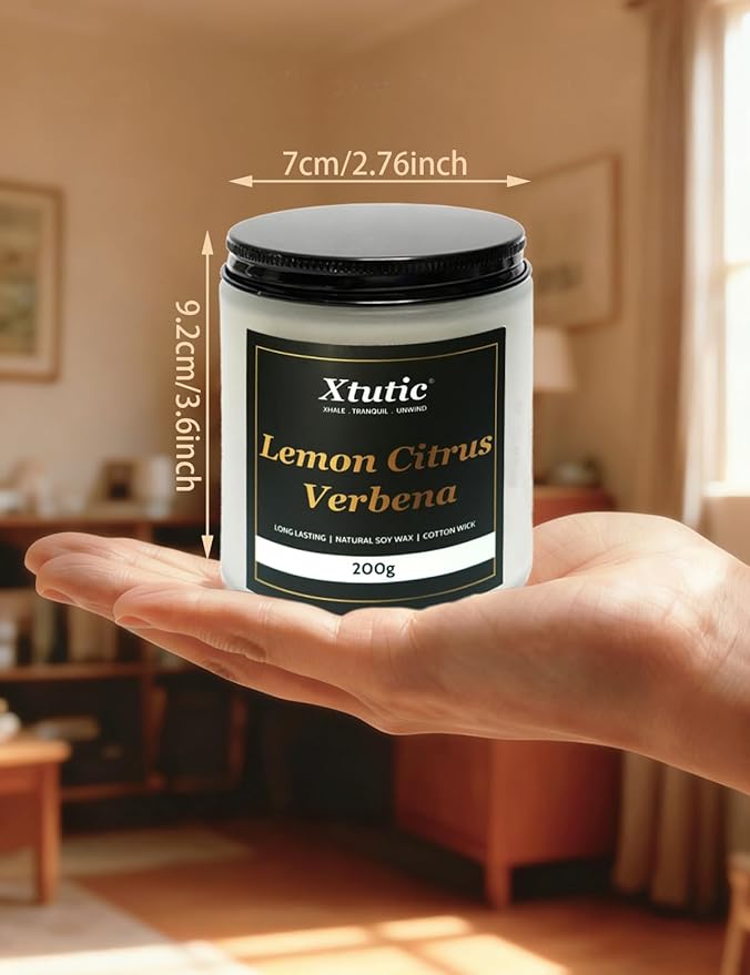 Scented Soy Candles, 7oz in White Frosted Jar - 50-Hour Burn Time, Aromatherapy Candle for Home Decor, Cozy Gifts for Any Occasion,Ideal Gifts for Women(Lemon Citrus Verbena)