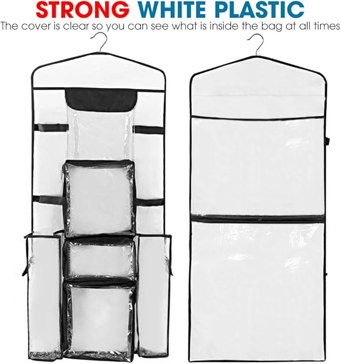 ProPik Hanging Double-Sided Gift Wrap Organizer, Wrapping Paper Storage with Multiple Front and Back Pockets, Organize Your Gift Bags Bows Ribbons 40”X17" Fits 40 Inch Rolls (Black seam)