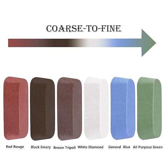 6 Pcs Metal Buffing Polishing Compound for Buffing Wheel, Buffing Wheel Compound, Grit Corresponds to The Color from Coarse to Fine for Stainless Steel, Jewelry, Aluminum Polishing Compound -31 Oz
