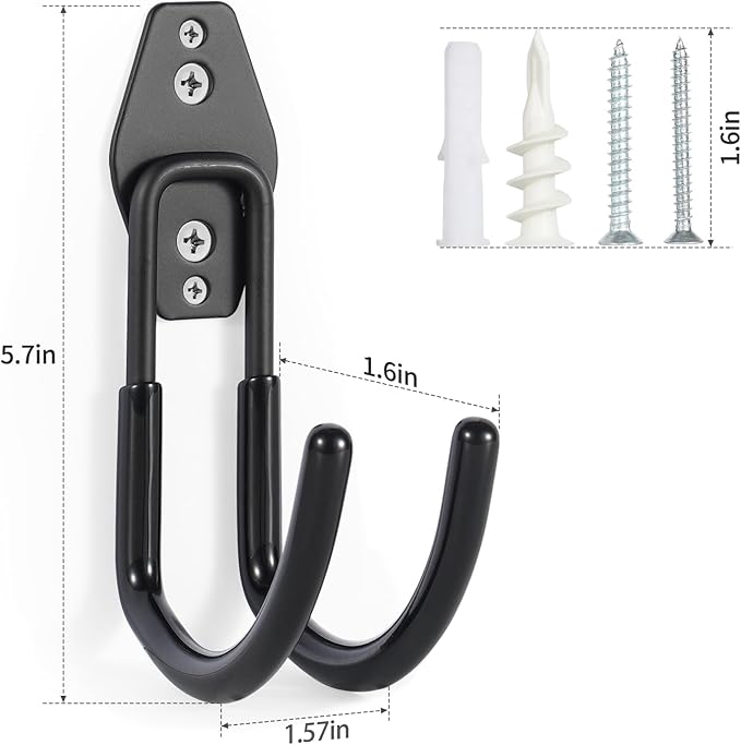 Garage Tool Hooks Wall Mount, 6 Pack Heavy Duty Storage Hooks for Garden Tools, Wall Hooks for Garden Hoses, Brooms, Ladders, Garage Storage and Organization Accessories