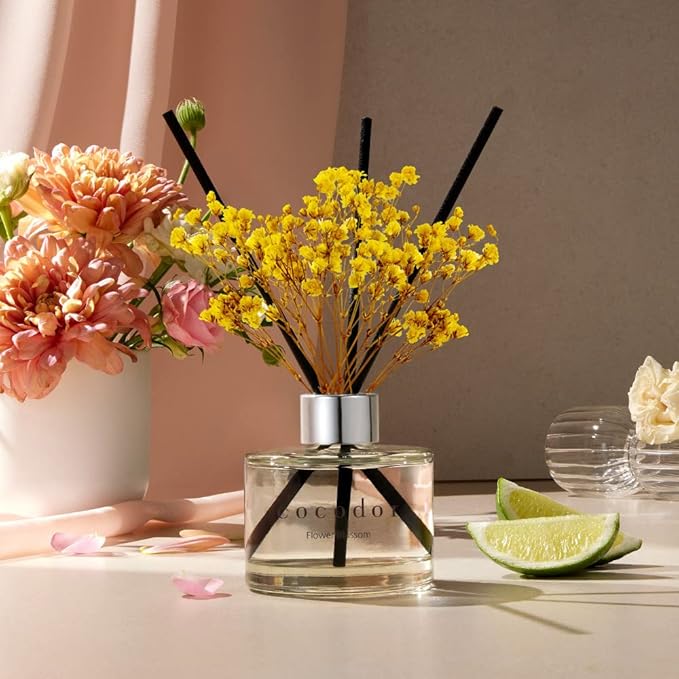 COCODOR Preserved Real Flower Reed Diffuser/Black Cherry / 6.7oz(200ml) / 1 Pack/Reed Diffuser Set, Oil Diffuser & Reed Diffuser Sticks, Home Decor & Office Decor, Fragrance and Gifts