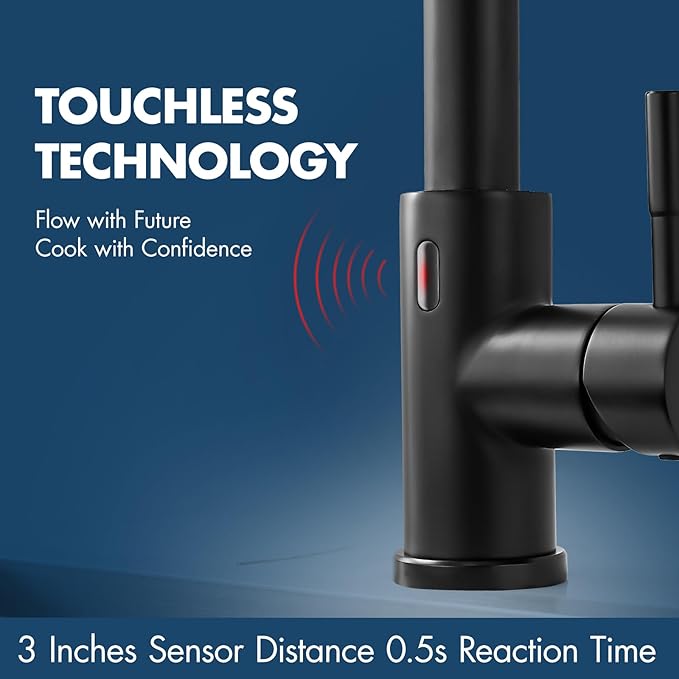 GIMILI Matte Black Touchless Kitchen Faucet with Pull Down Sprayer Motion Sensor Hands-Free Smart Activated Sink Faucet