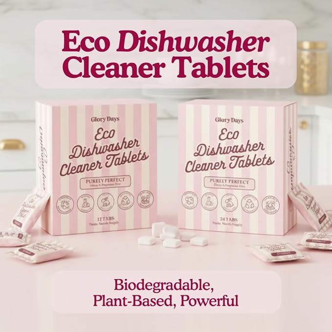 Dishwasher Cleaner And Deodorizer Tablets - 6 Months Supply Unscented Dishwasher Cleaning Tablets - Deep Cleaning Removes Limescale and Odors - Eco-friendly Dish Washer Machine Cleaner - Septic Safe