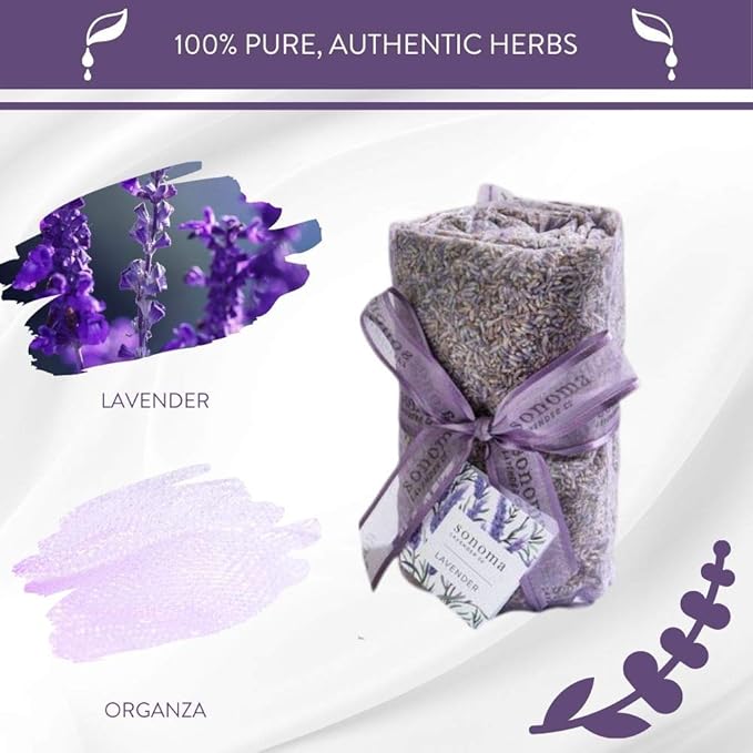 Sonoma Lavender Dried Lavender Sachets by The Yard for Drawers and Closets, Natural Air Freshener for Home, Car, Bag, Room, and Closet