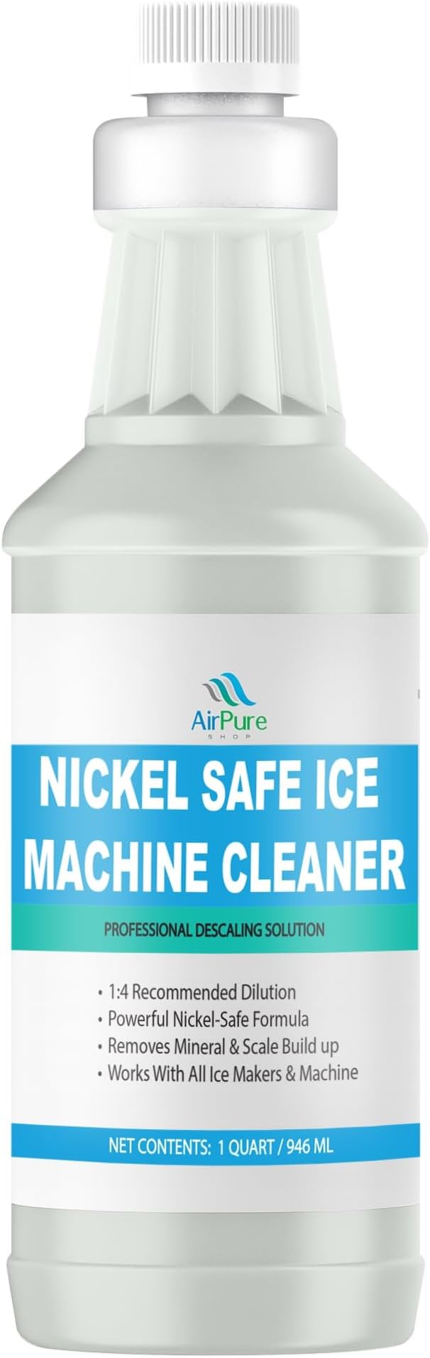 Nickel-Safe Ice Machine Cleaner & Descaler (1 Quart / 946 ml), Professional Descaling Solution for Commercial and Residential Ice Makers, Removes Scale & Mineral Build-Up, Compatible with Major Brands