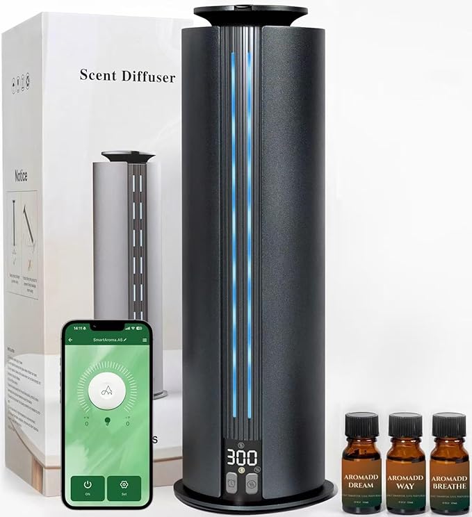 1800 Sq Ft Cordless Waterless Diffuser, 100ml Hotel Collection Diffuser Scent Air Machine for Home Cold Air Essential Oil Diffuser for Large Room Office Quiet (Titanium Gray)