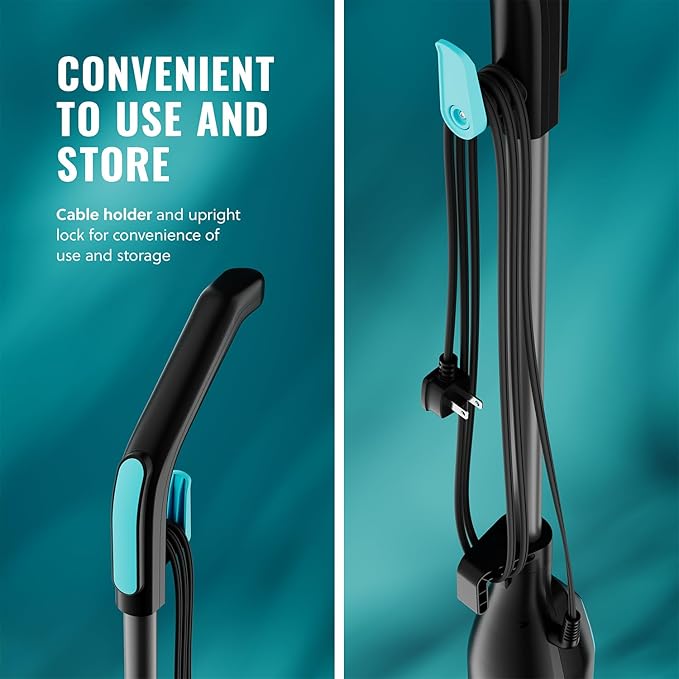 Pursteam ScrubMaster Steam Mop with Dual Scrubbing Head, LED Headlights, Adjustable Steam Control, Anti-Slip Swivel Head, Cable Holder & Upright Lock