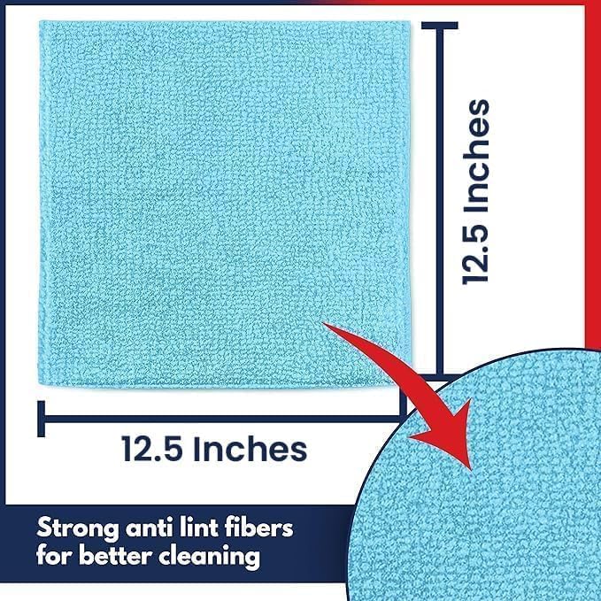 USANOOKS Microfiber Cleaning Cloth - Turq - 24Pcs (12.5x12.5 inch) High Performance - 1200 Washes, Ultra Absorbent Car Towel Traps Grime & Liquid for Streak-Free Mirror Shine - car Washing Cloth