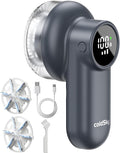 coldSky Rechargeable Fabric Shaver, Lint Shaver with Digital Display, Sweater Shaver with 6-Leaf Blades and Safety Lock, 3-Speeds Defuzzer Remove Fuzz, Pills from Clothes, Furniture, Sofa, Dark Gray