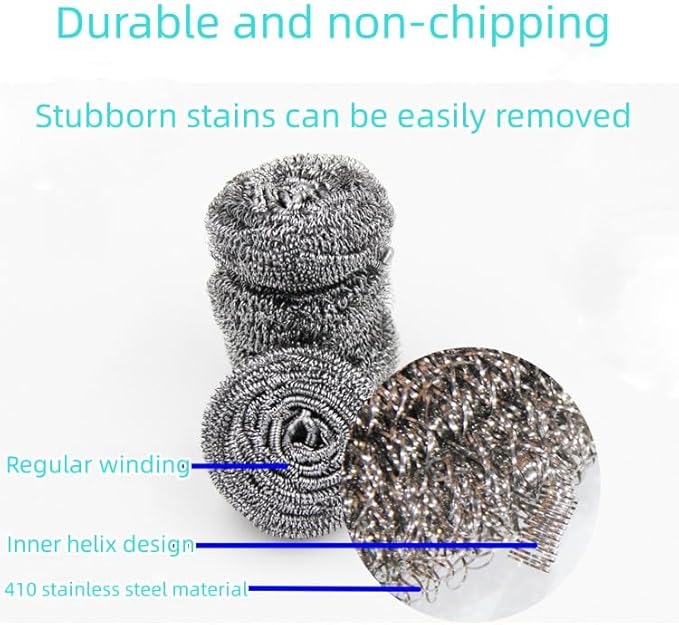 Aikcks 6-Piece Stainless Steel Sponge Scrubber - A Flexible Stainless Steel Velvet Scrubber for Cleaning Tableware, Kitchens, bathrooms, POTS, Pans, Grills and Sinks
