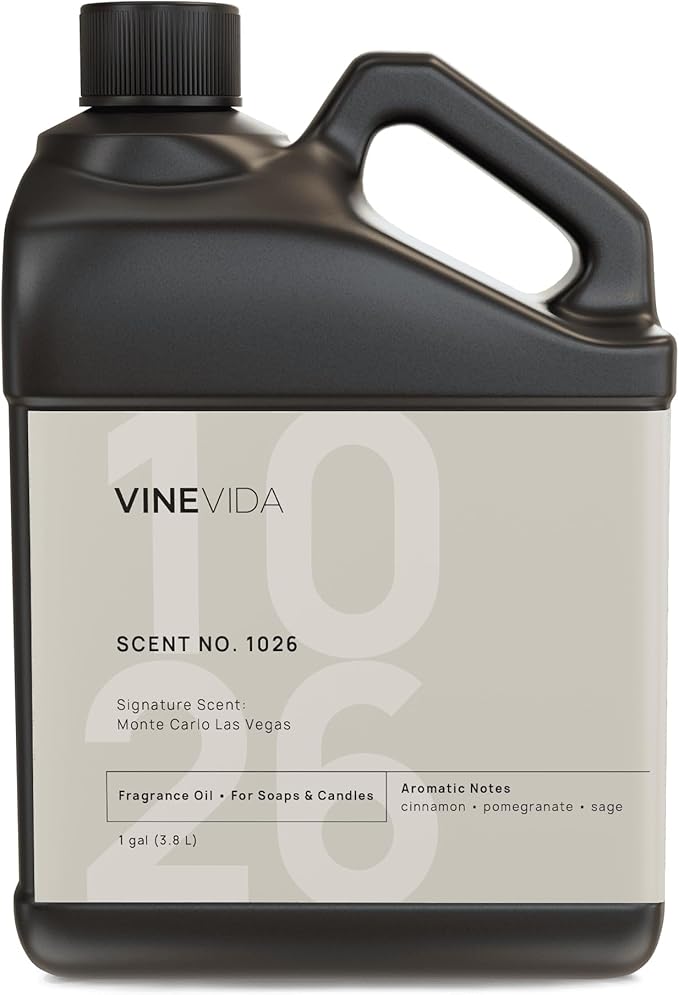 VINEVIDA Scent NO. 1026 Fragrance Oil - 1 Gallon (8lbs) - Inspired by: Monte Carlo Las Vegas Fragrance Oil for Candle Making - Made in USA Candle Scents Scents for Soap Making