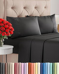 Twin 4 Piece Sheet Set - Comfy Breathable & Cooling - Ultra Soft Hotel Luxury Bedding Set with 8-16 Inch Deep Pockets - 1 Flat & 1 Fitted Sheet & 2 Pillowcases - Cozy, Wrinkle Free & Easy Care - Black