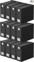SpaceAid 12 Pack Bed Sheet Organizers and Storage, Foldable Sheet Organizer for Linen Closet, Set Folder Keeper with Window XL (Queen & King Size) Bedding Container (Black)