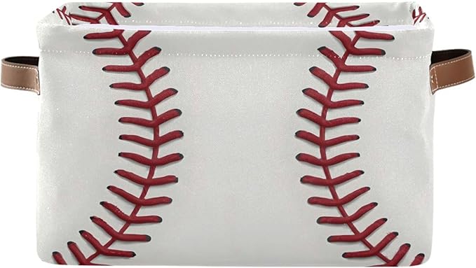 ALAZA Red Lace Baseball Foldable Storage Box Storage Basket Organizer Bins with Handles for Shelf Closet Living Room Bedroom Home Office 1 Pack