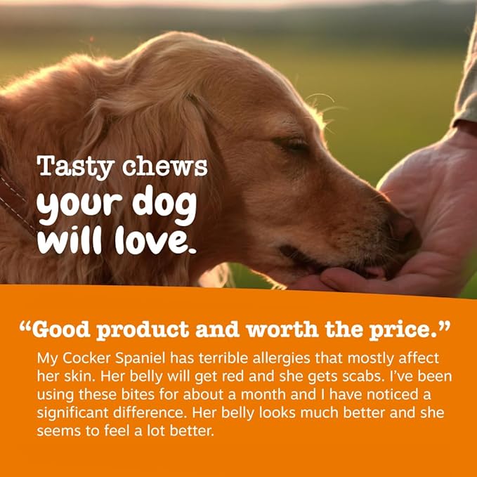 Zesty Paws Dog Allergy Relief - Anti Itch Supplement - Omega 3 Probiotics for Dogs - Digestive Health - Soft Chews for Skin & Seasonal Allergies - with Epicor Pets - Bison - 90ct