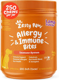 Zesty Paws Dog Allergy Relief Chews, Dog Probiotics for Itchy Skin and Ears, Lamb, 250ct